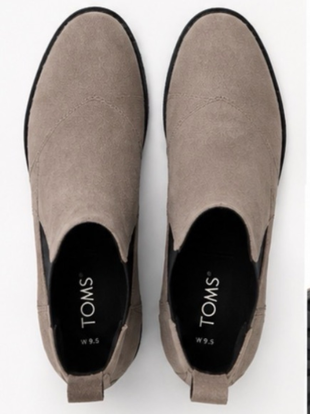 TOMS 9.5 taupe suede chelsea ankle boots minimalist western  winter fall
